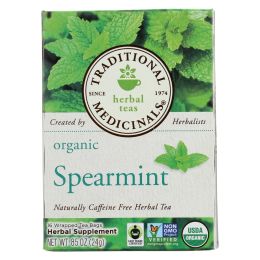 Traditional Medicinals Organic Spearmint Herbal Tea - 16 Tea Bags - Case Of 6