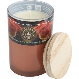 OPIUM CANDLE by Terra Essential Scents MASSAGE SOY CANDLE 12 OZ TUMBLER. AN ALLURING & SENSUAL BLEND WITH GARNET GEMSTONE. BURNS APPROX. 30+ HOURS