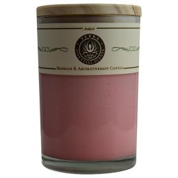 ROSE by MASSAGE & AROMATHERAPY SOY CANDLE 12 OZ TUMBLER. AN UPLIFTING & CALMING BLEND WITH ROSE QUARTZ GEMSTONE. BURNS APPROX. 30+ HOURS