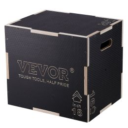 VEVOR 3 in 1 Plyometric Jump Box, 20/18/16 Inch Wooden Plyo Box, Platform & Jumping Agility Box