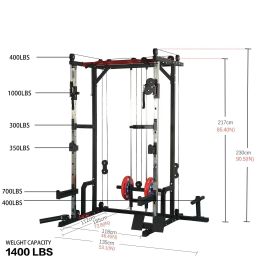 Power cage with LAT PullDown and Weight Storage Rack Optional Weight Bench, 1400 lb Capacity Power Rack for Home and Garage Gyms