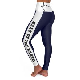 High Waisted Yoga Leggings, Navy Blue Salt Of The Earth Matthew 5:13 Beating Heart Sports Pants