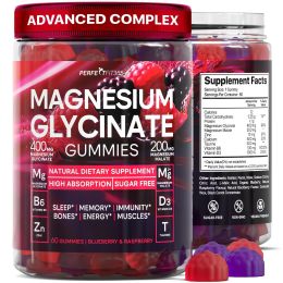 Magnesium Glycinate Gummies for Adults Chewable Magnesium Glycinate 400mg with Magnesium Malate Taurine Sugar Free Magnesium Wellness Support and Rela