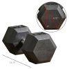 Soozier 2 x 50lbs Hex Dumbbell Set of 2, Rubber Weights Exercise Fitness Dumbbell with Non-Slip Handles, Anti-roll, for Women or Men Home Gym Workout