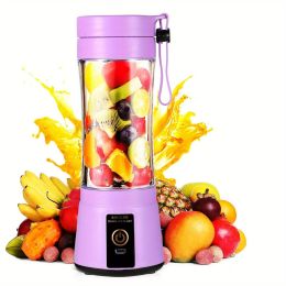 1pc 380ML Portable Blender With 6 Blades Rechargeable USB ; Personal Size Blender For Shakes And Smoothies; Traveling Fruit Veggie Juicer Cup (Color: Purple)