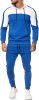 Men's Hooded Sweater Tracksuit Sports Casual Colorblock Sweater Jogger Pants 2-piece Set