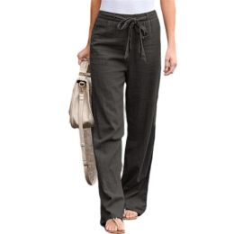 Women Casual Yoga Pants Loose Linen Trousers (Color: Gray, size: S)