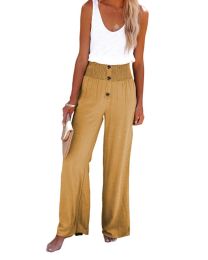 Wide Leg Yoga Pants For Women (Color: Yellow, size: XL)