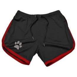 Men Gym Fitness Shorts Bodybuilding sports Jogging shorts Male 2022 Summer Cool Breathable Mesh casual men Shorts Sweatpants (Color: Black Red, size: L)