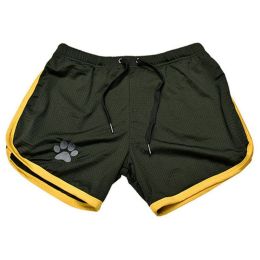 Men Gym Fitness Shorts Bodybuilding sports Jogging shorts Male 2022 Summer Cool Breathable Mesh casual men Shorts Sweatpants (Color: Black yellow, size: XL)