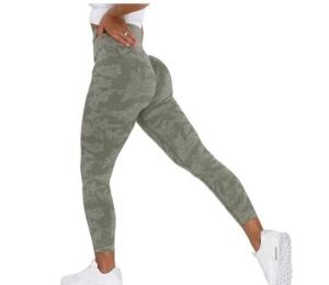 Tummy Control Workout Running Yoga Leggings (Color: Green, size: XL)