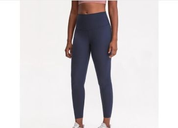 High Waist Yoga Pants with Pockets Leggings (Color: Navy, size: 8)