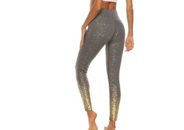 Women's Leggings Fitness Sports Gym Running Yoga Athletic Pants Gold (Color: Gray, size: L)