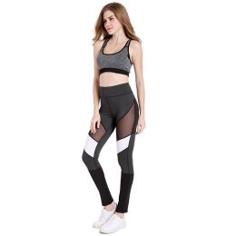 Women Leggings Yoga Pants Mesh Panel Side High Waist Leggings Skinny Workout Yoga Pants (Color: colorful, size: XL)