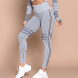 Leggings Women Yoga Fitness Legging Sport Leggins Legins Workout Pants (Color: Gray, size: L)