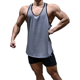 Men's A-Shirt Sleeveless Shirt Men's Gym Tank Shirt Quick Dry Shirt Cool Vest for Men Letter Print t-Shirt (Color: GRAY-XXL)