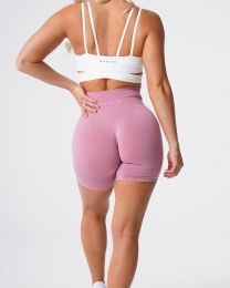 Nvgtn Seamless Pro Shorts Spandex Shorts Woman Fitness Elastic Breathable Hip-lifting Leisure Sports Running (Color: Pastel Pink, size: L)