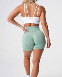 Nvgtn Seamless Pro Shorts Spandex Shorts Woman Fitness Elastic Breathable Hip-lifting Leisure Sports Running (Color: Sage green, size: XS)