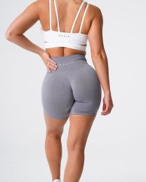 Nvgtn Seamless Pro Shorts Spandex Shorts Woman Fitness Elastic Breathable Hip-lifting Leisure Sports Running (Color: Light gray, size: L)