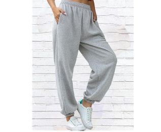 Women's Active Yoga Lounge Sweat Pants Running Workout Joggers Sweatpants with Pockets (Color: Gray, size: M)