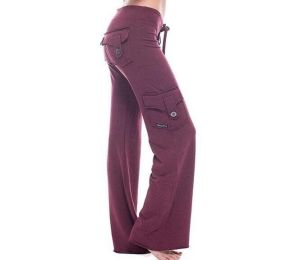 Wide Leg High Waist Yoga Pant (Color: Red, size: S)