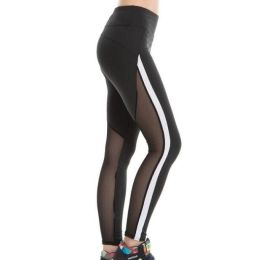 Women's High Waisted Leggings & Mesh Sport Yoga Leggings for Causal (Color: Black, size: M)