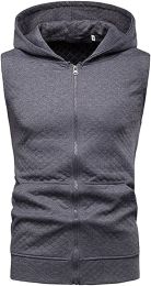 Men's Casual Hoodie Tank Tops Sleeveless Shirts Gym Workout with Pockets Gym Muscle Sleeveless T-Shirts (Specification: Gray-M)