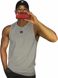 Men's A-Shirt Tank Sleeveless Shirt Men's Gym Tank Shirt Quick Dry Cool Shirt Casual Vest for Men (Color: Grey, size: XXL)