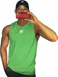 Men's A-Shirt Tank Sleeveless Shirt Men's Gym Tank Shirt Quick Dry Cool Shirt Casual Vest for Men (Color: Green, size: XXL)