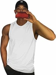 Men's A-Shirt Tank Sleeveless Shirt Men's Gym Tank Shirt Quick Dry Cool Shirt Casual Vest for Men (Color: White, size: M)