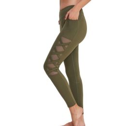 Soft High Waisted Workout Leggings (Color: Green, size: XS)