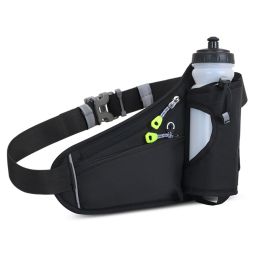 Outdoor Sports Waist Bag Multifunctional Water Bottle Bag Mobile Phone Bag (Color: Black)