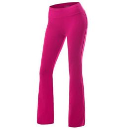 Womens Yoga Pants Active Slim Fit Bootleg Yoga Casual Pants (Color: Pink, size: L)