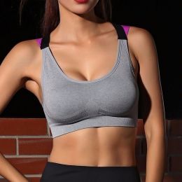 Fitness Yoga Push Up Sports Bra for Womens Gym Running Padded Tank Top Athletic Vest Underwear Shockproof Strappy Sport Bra Top (Color: Gray, size: S)