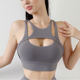 New Sexy Women's Sports Bra Top Women Tight Elastic Gym Sport Yoga Bras Bralette Crop Top Chest Pad Removable 13 Colors (Color: Titanium Gray, size: XL)