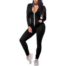 Women's Autumn and Winter New Hot Sale Sports Jumpsuit Yoga Clothes (Color: Black, size: M)