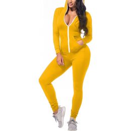 Women's Autumn and Winter New Hot Sale Sports Jumpsuit Yoga Clothes (Color: Yellow, size: XXL)