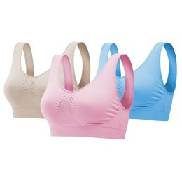 3 Pack Sport Bras For Women Seamless Wire free Bra Light Support Tank Tops For Fitness Workout Sports Yoga Sleep Wearing (Color: LP_LB_Nude, size: M)