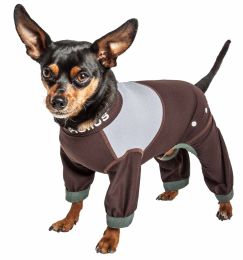 Dog Helios 'Tail Runner' Lightweight 4-Way-Stretch Breathable Full Bodied Performance Dog Track Suit (Color: brown, size: large)