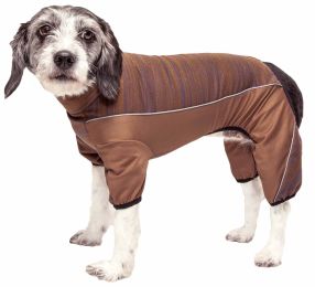 Pet Life Active 'Chase Pacer' Heathered Performance 4-Way Stretch Two-Toned Full Body Warm Up (Color: brown, size: medium)