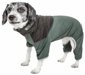 Pet Life Active 'Embarker' Heathered Performance 4-Way Stretch Two-Toned Full Body Warm Up (Color: Green, size: X-Small)