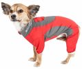 Pet Life Active 'Warm-Pup' Heathered Performance 4-Way Stretch Two-Toned Full Body Warm Up