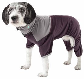 Pet Life Active 'Embarker' Heathered Performance 4-Way Stretch Two-Toned Full Body Warm Up (Color: brown, size: small)