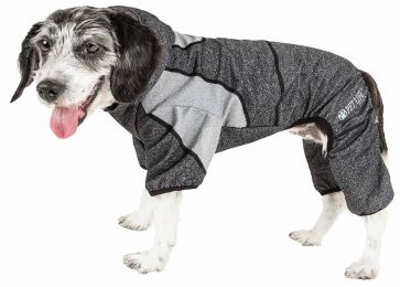 Pet Life Active 'Fur-Breeze' Heathered Performance 4-Way Stretch Two-Toned Full Bodied Hoodie (Color: Black, size: X-Small)