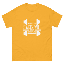 T-shirt Success Start with self discipline (Color: Yellow, size: M)