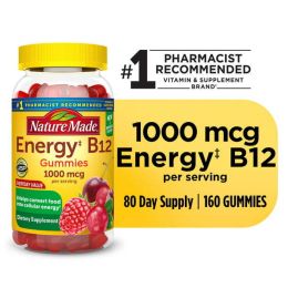 Nature Made Energy B12 1000 mcg Gummies;  Dietary Supplement;  160 Count (Brand: Nature Made)