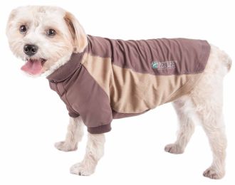 Pet Life Active 'Barko Pawlo' Relax-Stretch Wick-Proof Performance Dog Polo T-Shirt (Color: brown, size: large)