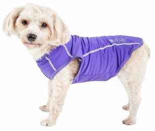 Pet Life Active 'Racerbark' 4-Way Stretch Performance Active Dog Tank Top T-Shirt (Color: Purple, size: medium)