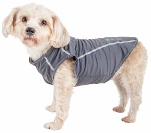 Pet Life Active 'Racerbark' 4-Way Stretch Performance Active Dog Tank Top T-Shirt (Color: Grey, size: X-Small)