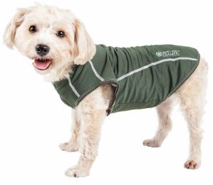 Pet Life Active 'Racerbark' 4-Way Stretch Performance Active Dog Tank Top T-Shirt (Color: Green, size: large)